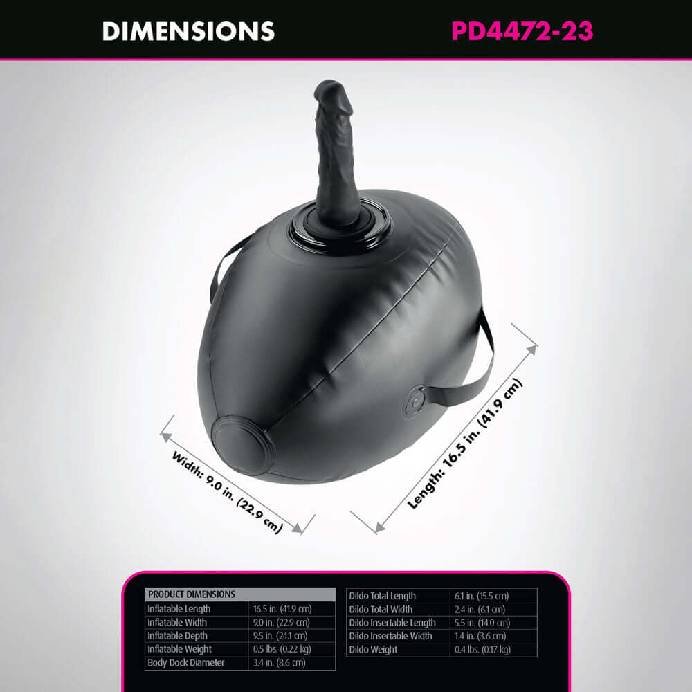 Fetish Fantasy Series Body Dock Inflatable Love Ball - Black Inflatable Cushion with Black 15.2 cm Dildo