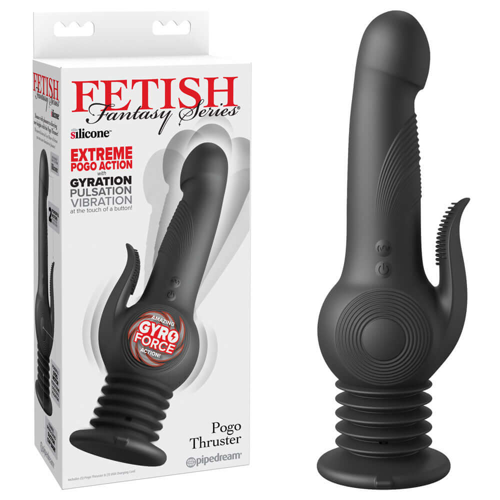 Fetish Fantasy Series Pogo Thruster - Black USB Rechargeable 23.5 cm Gyrating Rabbit Vibrator