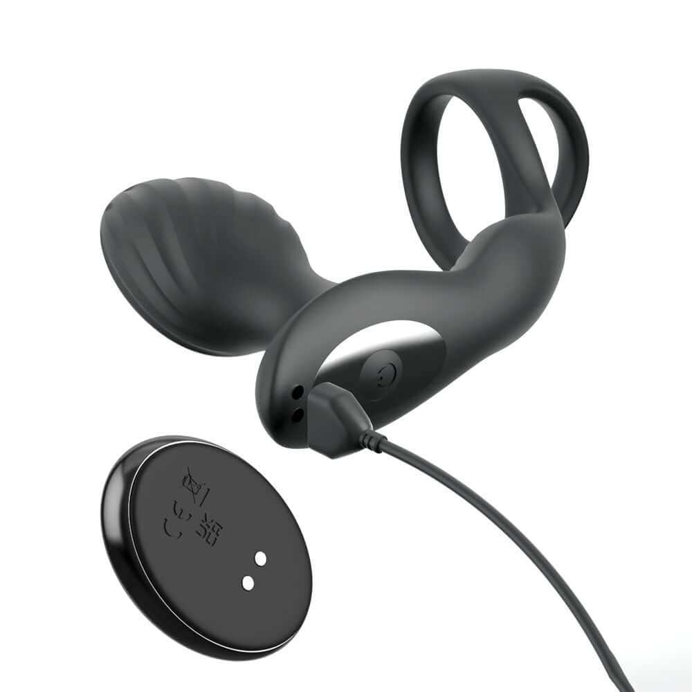 Anal Fantasy Elite Ass-Gasm Gyro-Milk Pro - Black USB Rechargeable Gyrating Butt Plug with Cock Ring