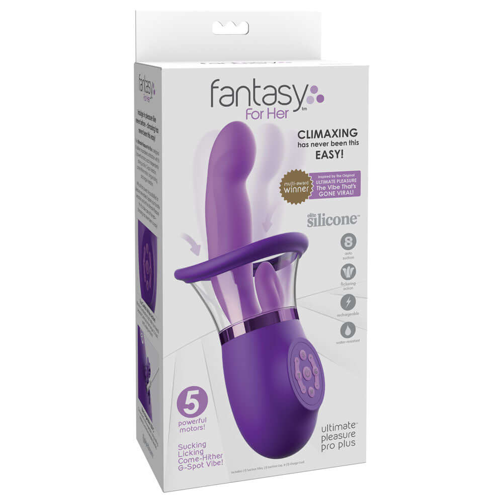 Fantasy For Her Ultimate Pleasure Pro Plus - Purple USB Rechargeable Sucking Licking & Flicking Vibrator