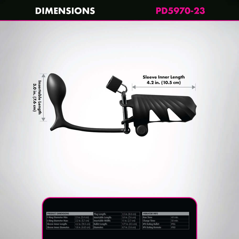 Fantasy C-Ringz Remote-Controlled Vibrating Cock Blocker with Ass-Gasm Plug - Black Vibrating Cock Cage with Anal Plug