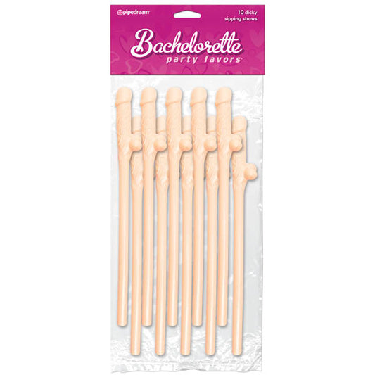 Bachelorette Party Favors - Dicky Sipping Straws - Flesh Straws - Set of 10