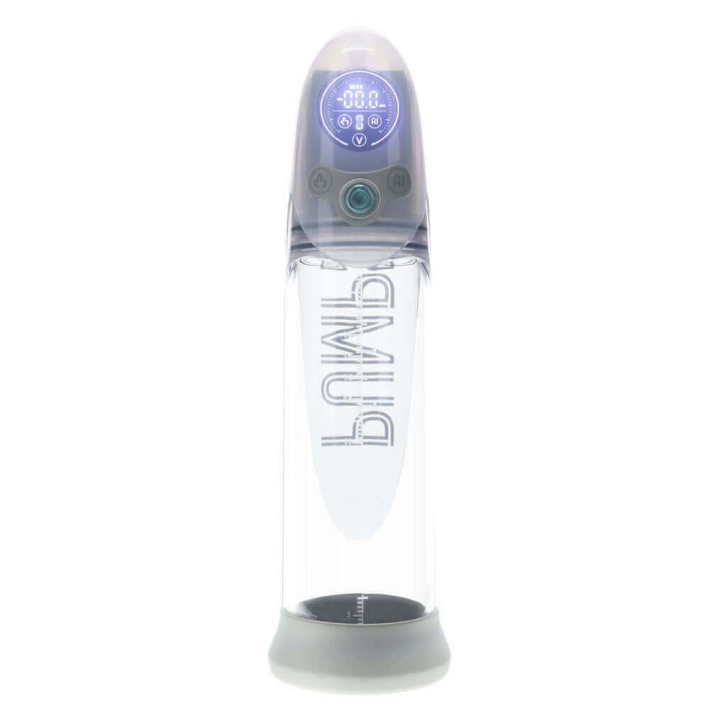 PUMPED Aqua-Pro Auto Pump - Grey - Grey/Clear USB Rechargeable AI-Enabled Submersible Auto Penis Pump