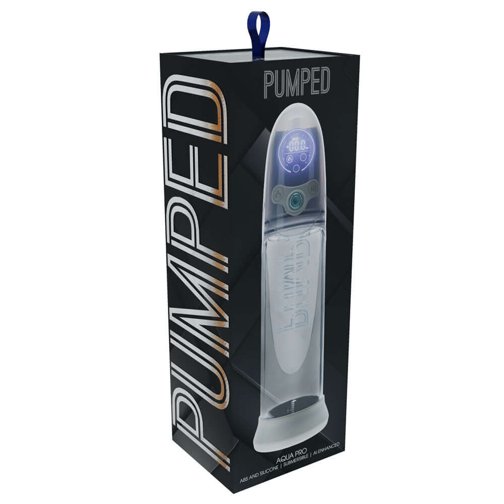 PUMPED Aqua-Pro Auto Pump - Grey - Grey/Clear USB Rechargeable AI-Enabled Submersible Auto Penis Pump