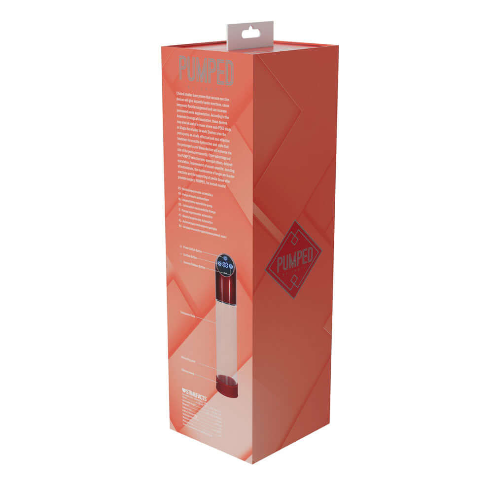 PUMPED Automatic Waterproof Pump - Metal Red - Red/Clear USB Rechargeable Automatic Penis Pump
