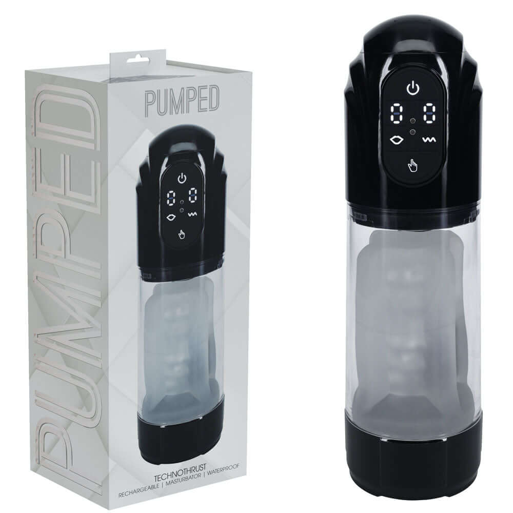 PUMPED TechnoThrust Auto Masturbator - Black/Clear USB Rechargeable Auto Maturbator