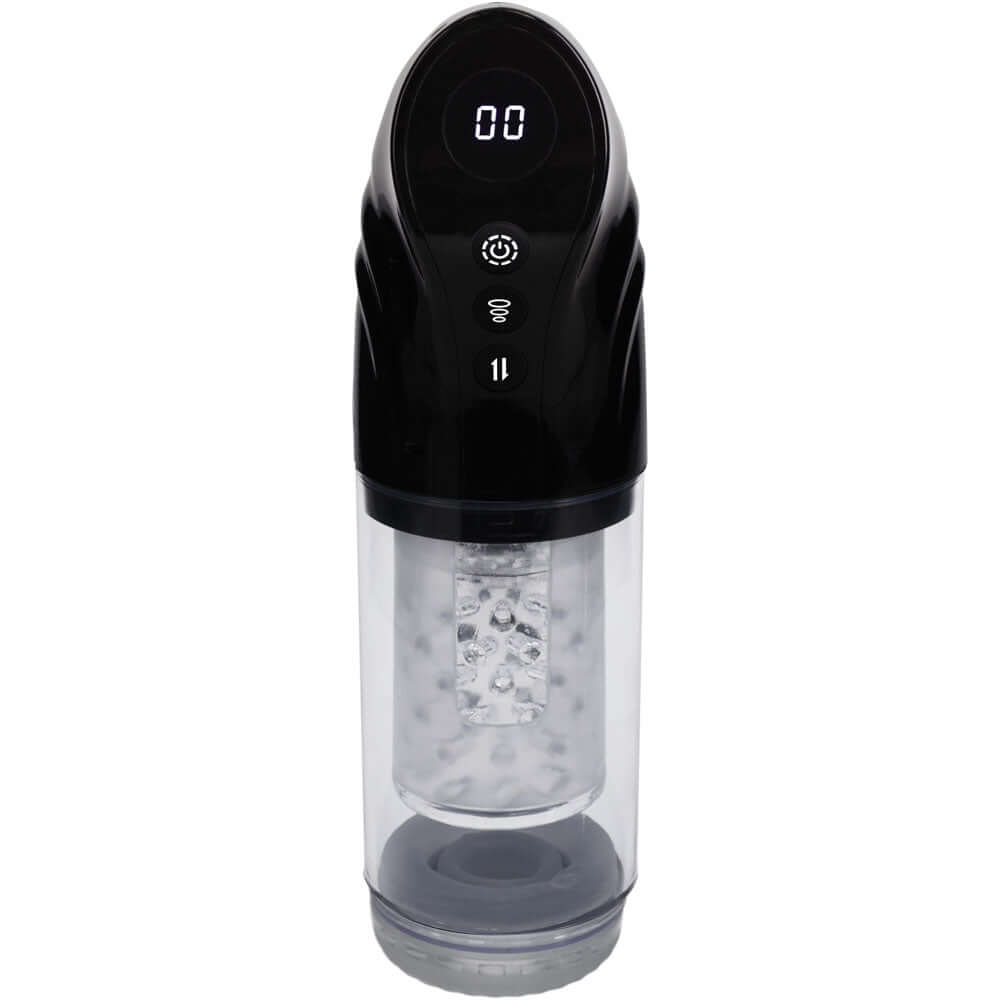PUMPED Strokemate - Black/Clear USB Rechargeable Sucking Rotating and Thrusting Auto Masturbator
