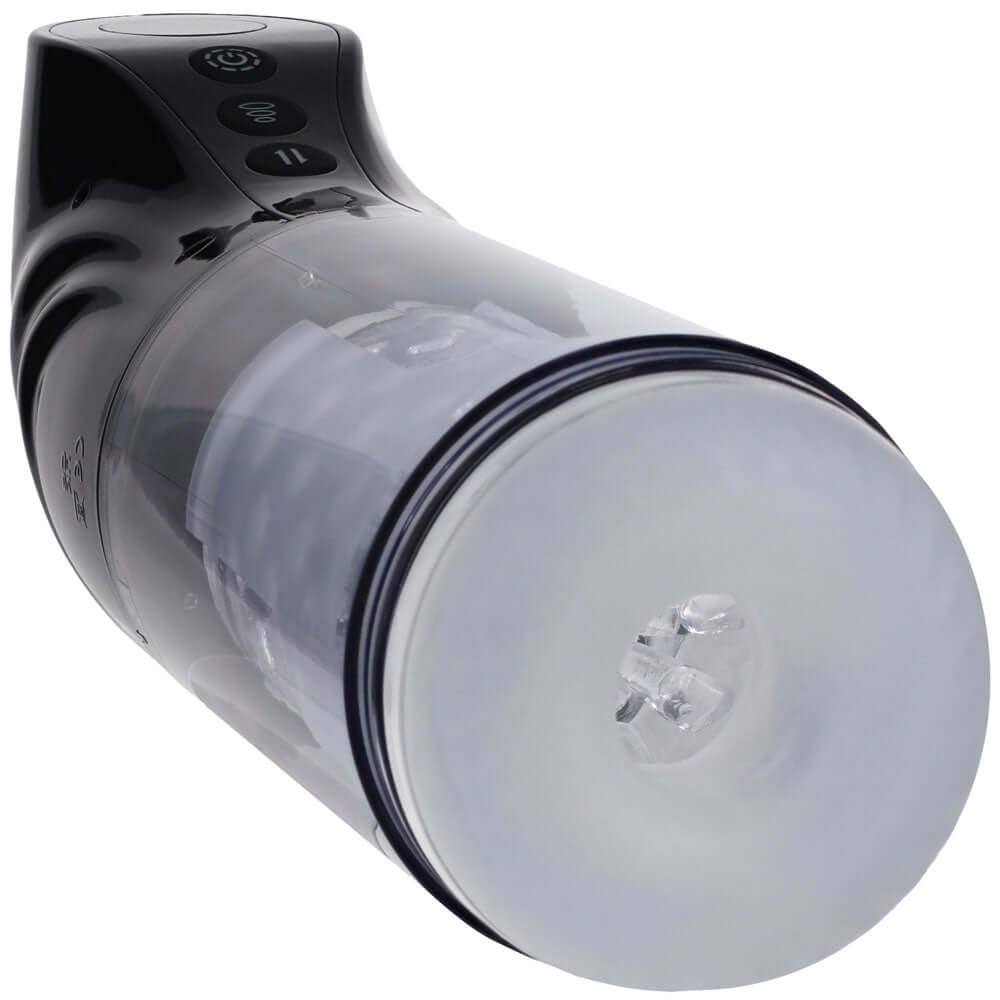 PUMPED Strokemate - Black/Clear USB Rechargeable Sucking Rotating and Thrusting Auto Masturbator
