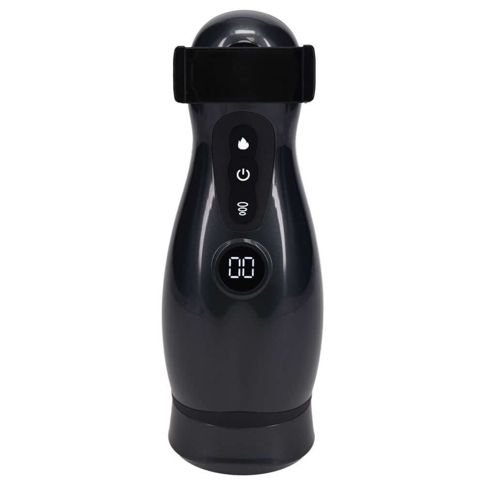 PUMPED Virtuo - Gunmetal - Gunmetal Grey/Clear USB Rechargeable Sucking And Vibrating Auto Masturbator