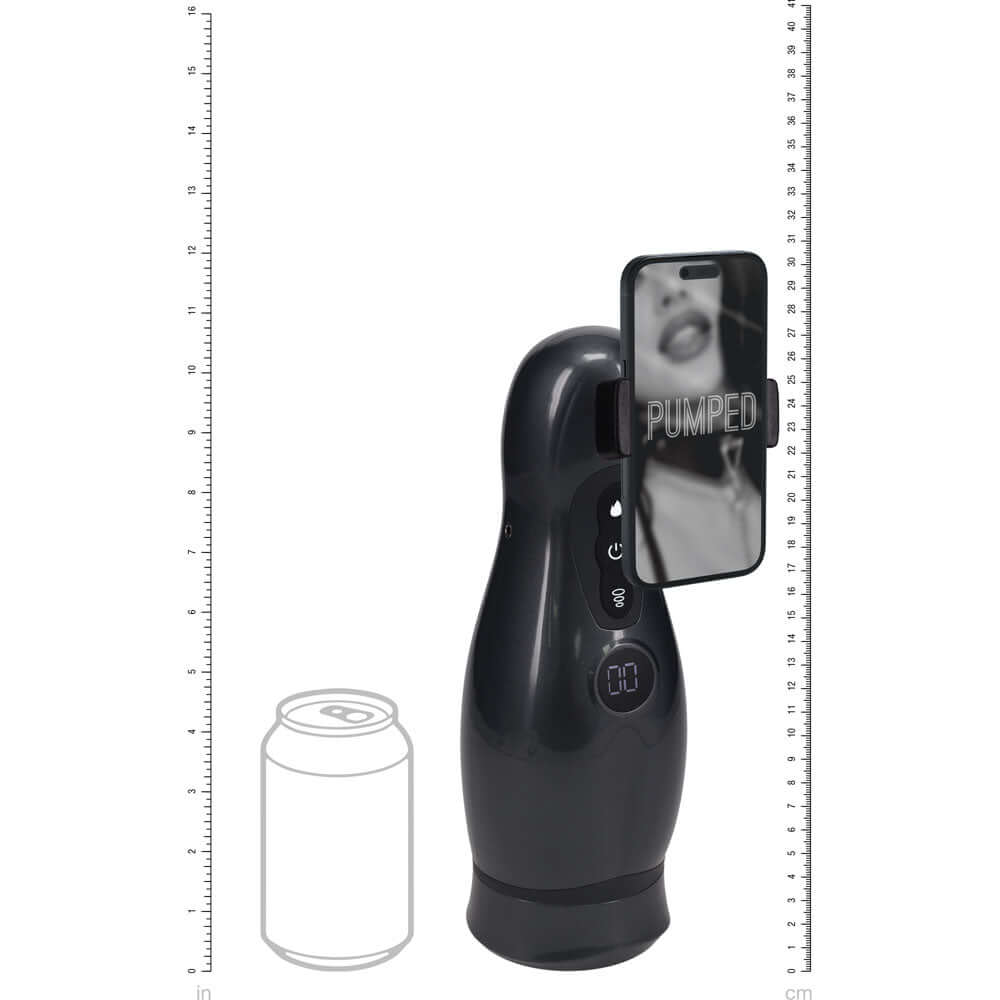 PUMPED Virtuo - Gunmetal - Gunmetal Grey/Clear USB Rechargeable Sucking And Vibrating Auto Masturbator