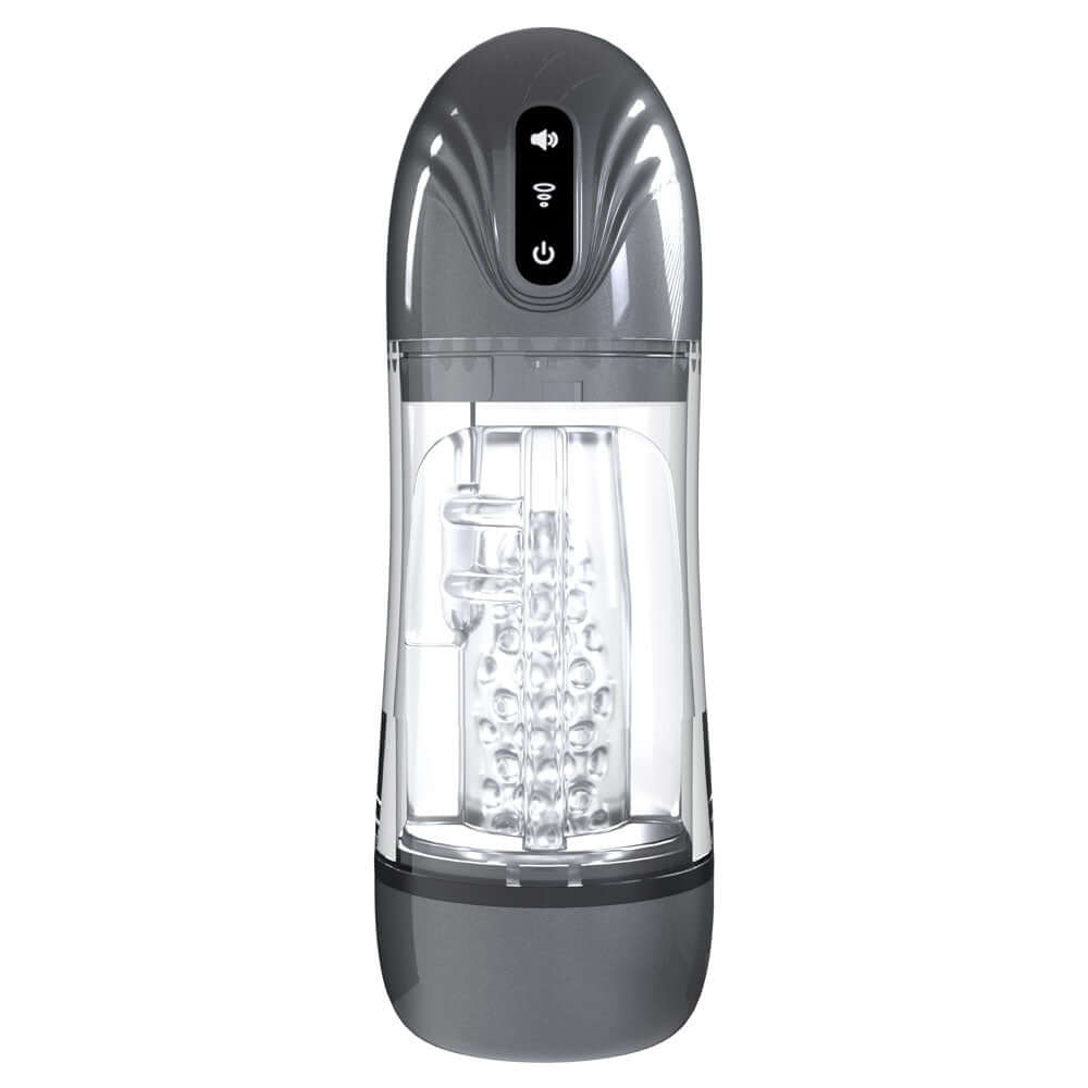 PUMPED SonicPull - Gunmetal - Gunmetal Grey/Clear USB Rechargeable Sucking And Vibrating Auto Masturbator