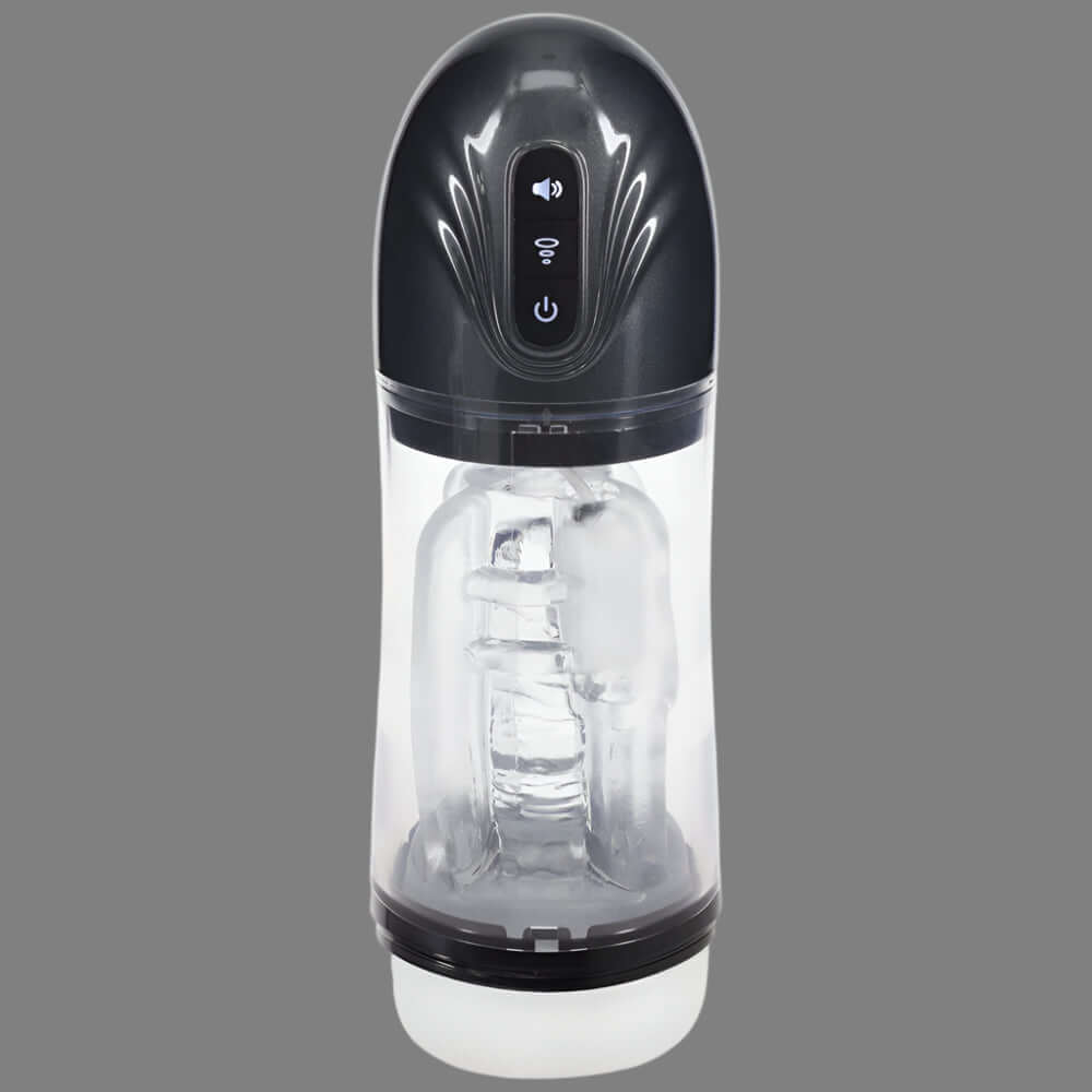 PUMPED SonicPull - Gunmetal - Gunmetal Grey/Clear USB Rechargeable Sucking And Vibrating Auto Masturbator