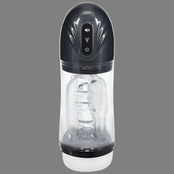 PUMPED SonicPull - Gunmetal - Gunmetal Grey/Clear USB Rechargeable Sucking And Vibrating Auto Masturbator