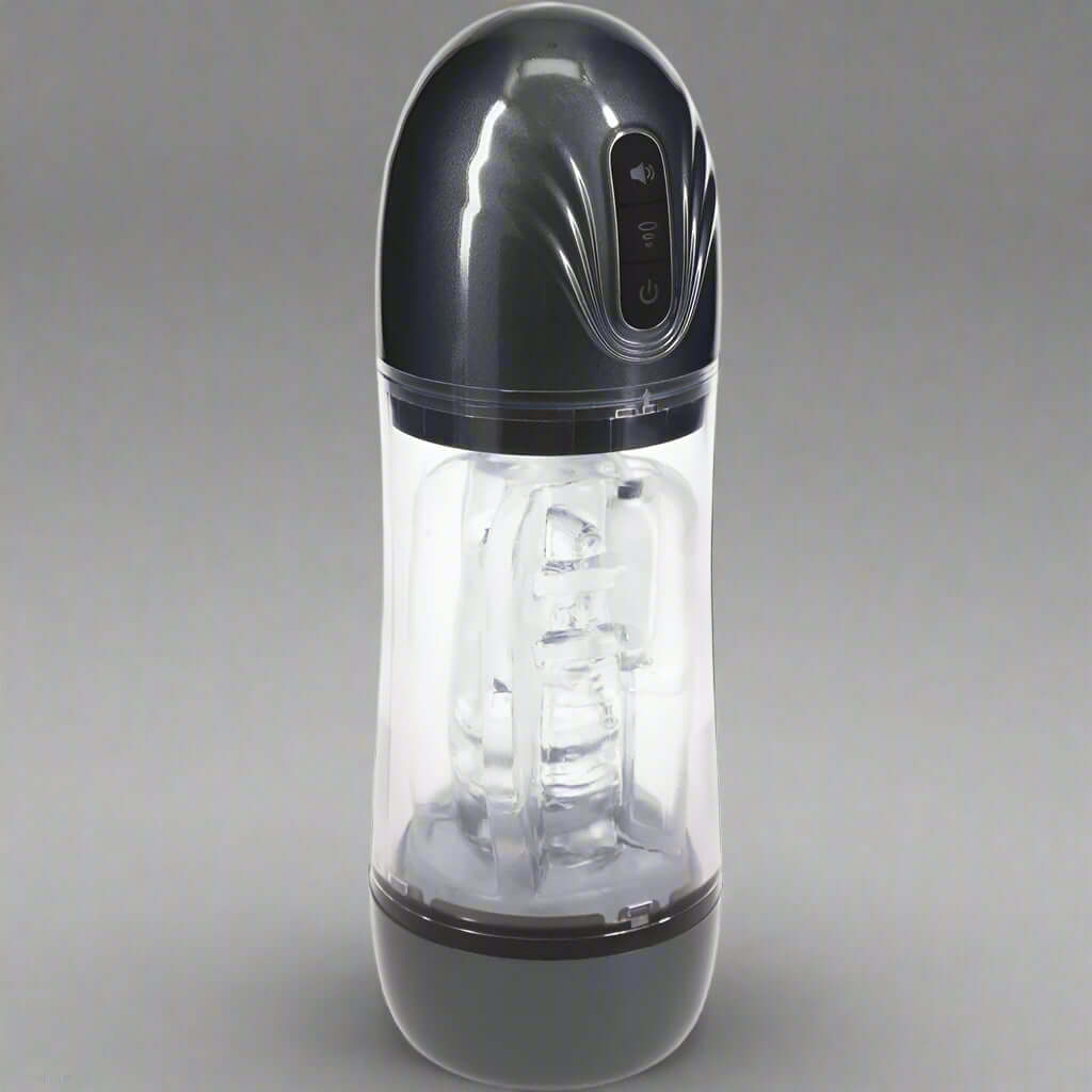 PUMPED SonicPull - Gunmetal - Gunmetal Grey/Clear USB Rechargeable Sucking And Vibrating Auto Masturbator
