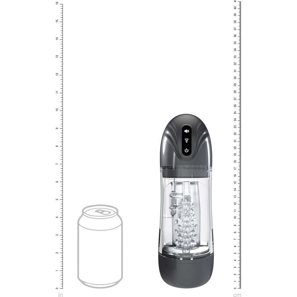 PUMPED SonicPull - Gunmetal - Gunmetal Grey/Clear USB Rechargeable Sucking And Vibrating Auto Masturbator