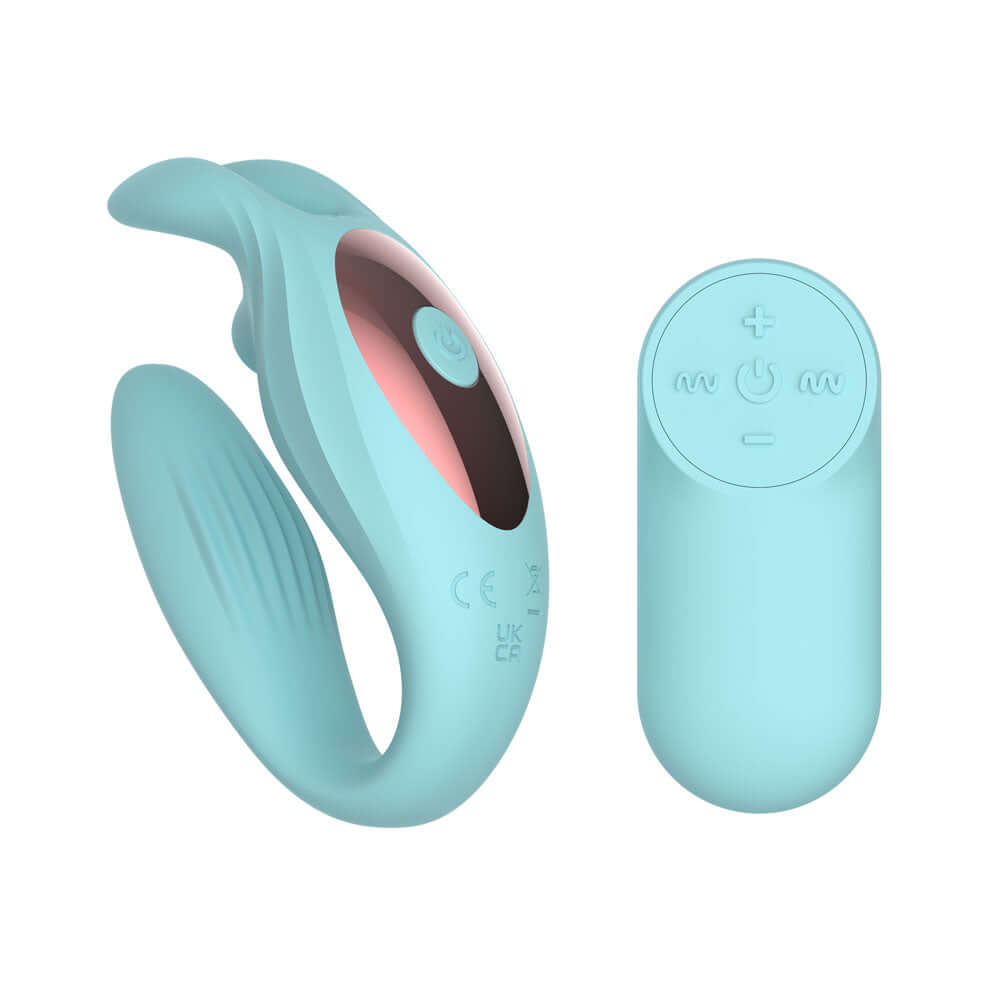 Passion Play Rabbit Couple Vibe with Remote Controller - Blue USB Rechargeable Couples Vibrator with Wireless Remote