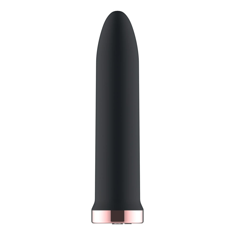 Passion Play Rechargeable Vibrating Bullet - Black - Black 9.8 cm USB Rechargeable Bullet
