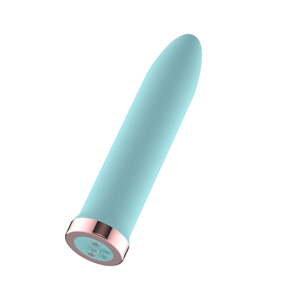 Passion Play Rechargeable Vibrating Bullet - Blue - Blue 9.8 cm USB Rechargeable Bullet