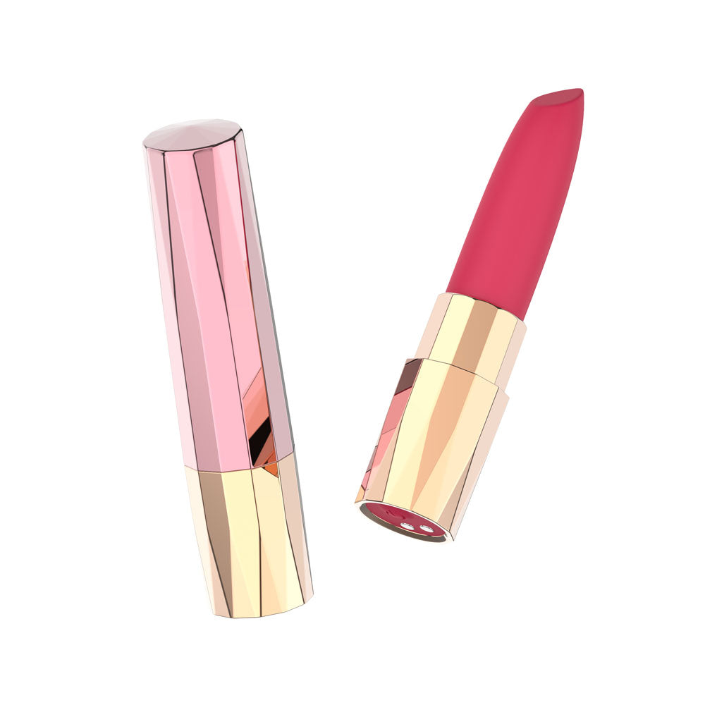 Passion Play Rechargeable Lipstick Vibe - Pink/Gold 9.6 cm USB Rechargeable Lipstick Bullet Vibrator