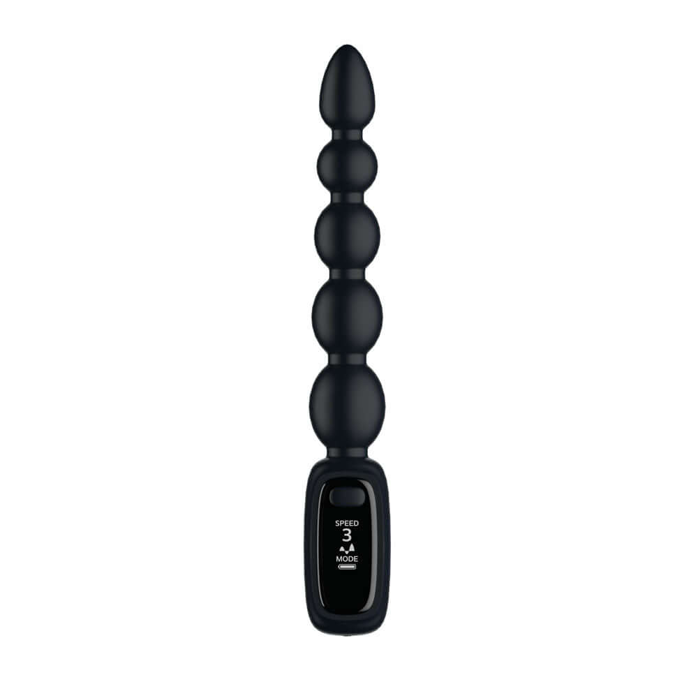 Passion Play Vibrating Anal Beads with LED Screen - Black 23 cm USB Rechargeable Vibrating Anal Beads