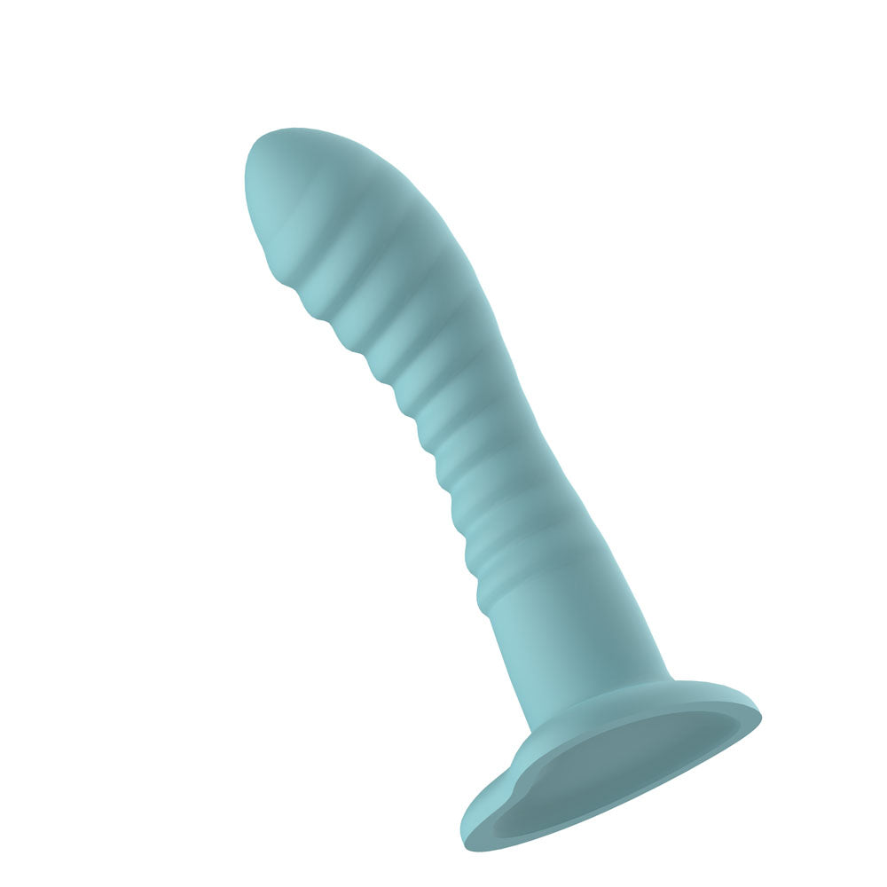 Passion Play Liquid Silicone Ridged Dildo - Blue - Blue 18 cm Dildo