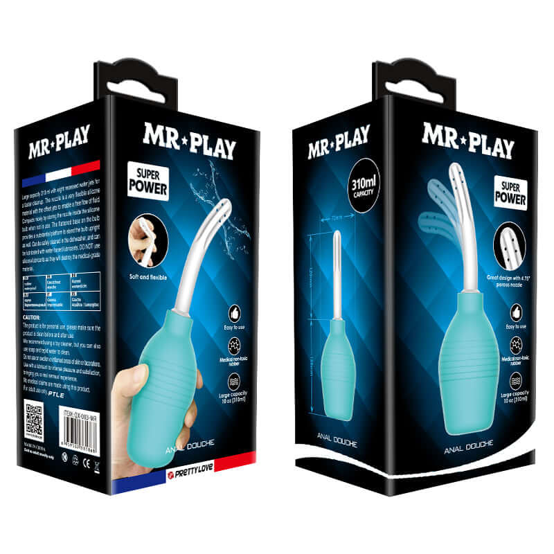 MR PLAY Anal Douche - Aqua/White Unisex Douche - 310 ml Capacity