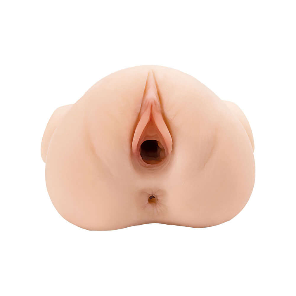 PDX Plus Double Pounder Vibrating Squeeze Stroker - Flesh - Flesh USB Rechargeable Vibrating Vagina Stroker