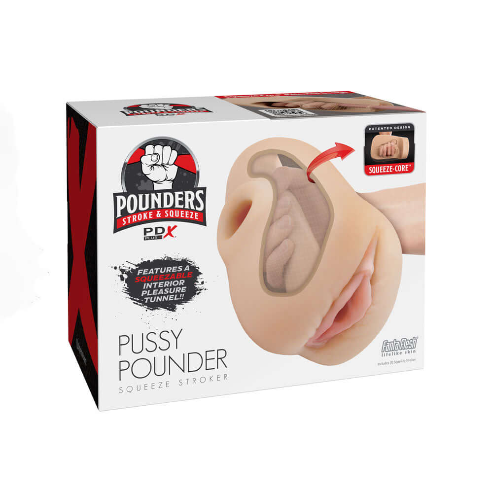 PDX Plus Pussy Pounder Squeeze Stroker - Flesh - Flesh Vagina Stroker