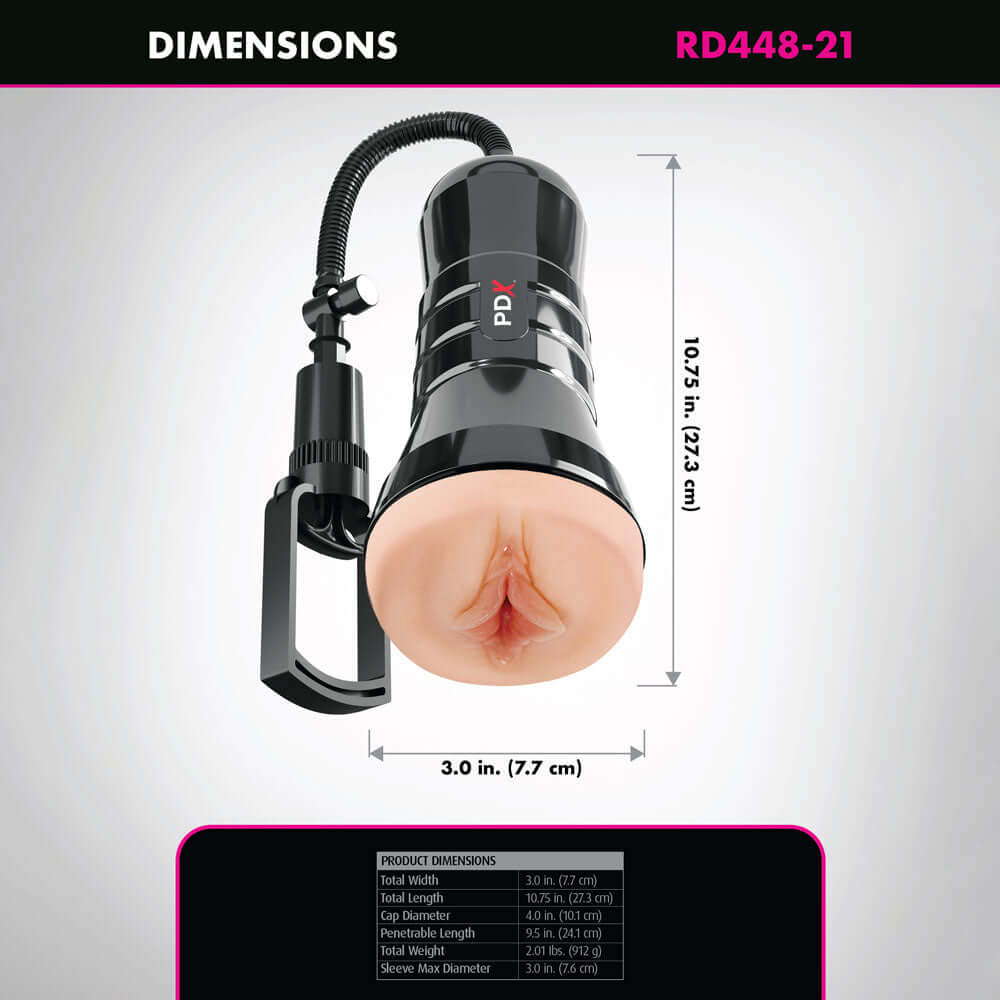 PDX Wet Pussies Super Sucker XXL Stroker - Flesh - Flesh Vagina Stroker with Suction Pump