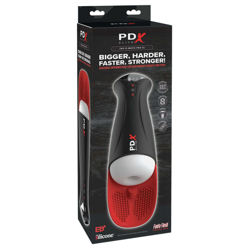 PDX Elite Fap-O-Matic Pro XL - White/Red - White USB Rechargeable Auto Stroker
