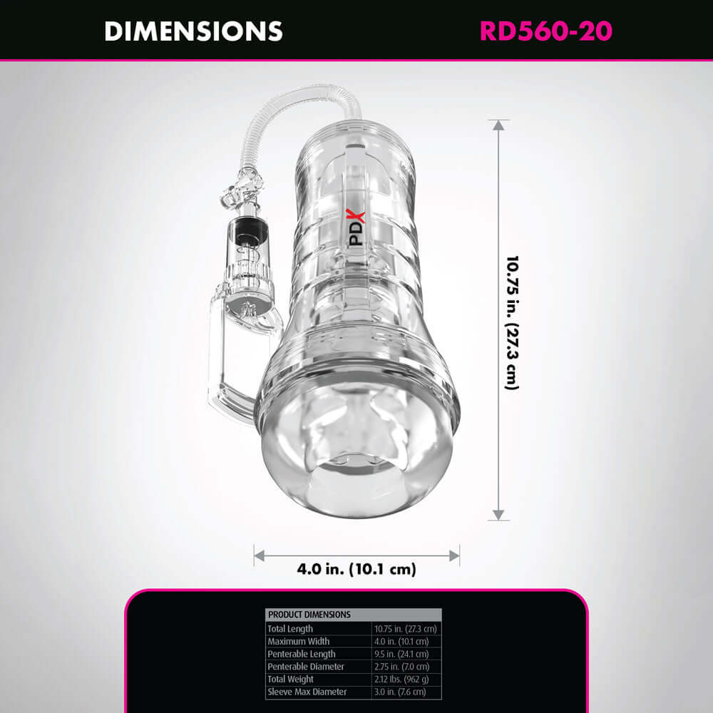 PDX Elite ViewTube Vac XXL Pump Stroker - Clear Vagina Stroker with Suction Pump