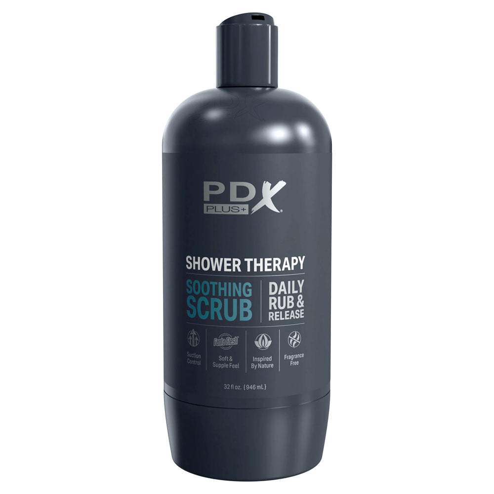 PDX Plus Shower Therapy - Soothing Scrub - Flesh Discreet Vagina Stroker with Suction Base