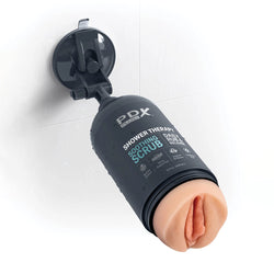 PDX Plus Shower Therapy - Soothing Scrub - Flesh Discreet Vagina Stroker with Suction Base