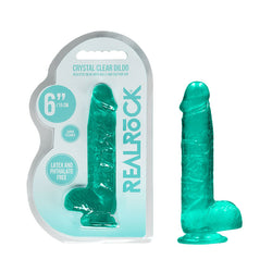 REALROCK 6'' Realistic Dildo With Balls - Turquoise 15.2 cm Dong