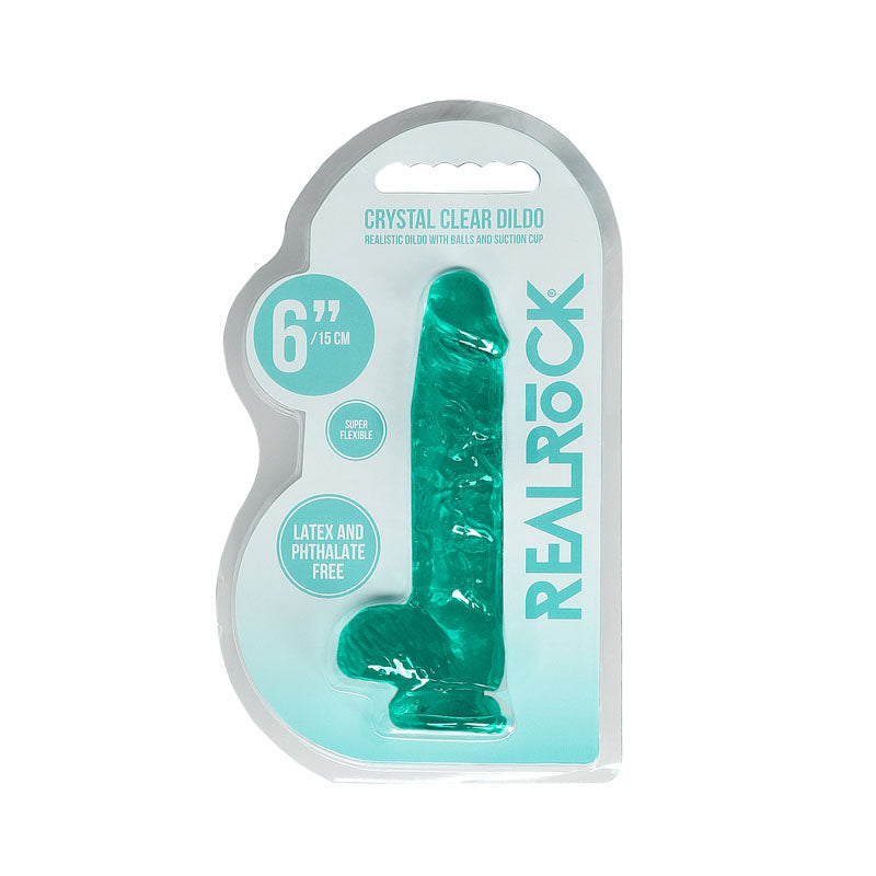 REALROCK 6'' Realistic Dildo With Balls - Turquoise 15.2 cm Dong