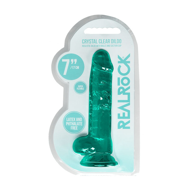 REALROCK 7'' Realistic Dildo With Balls - Turquoise 17.8 cm Dong