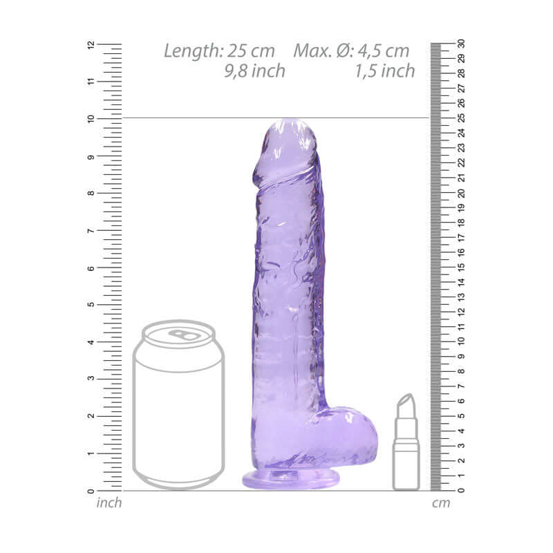 RealRock 9'' Realistic Dildo With Balls - Purple 22.9 cm Dong