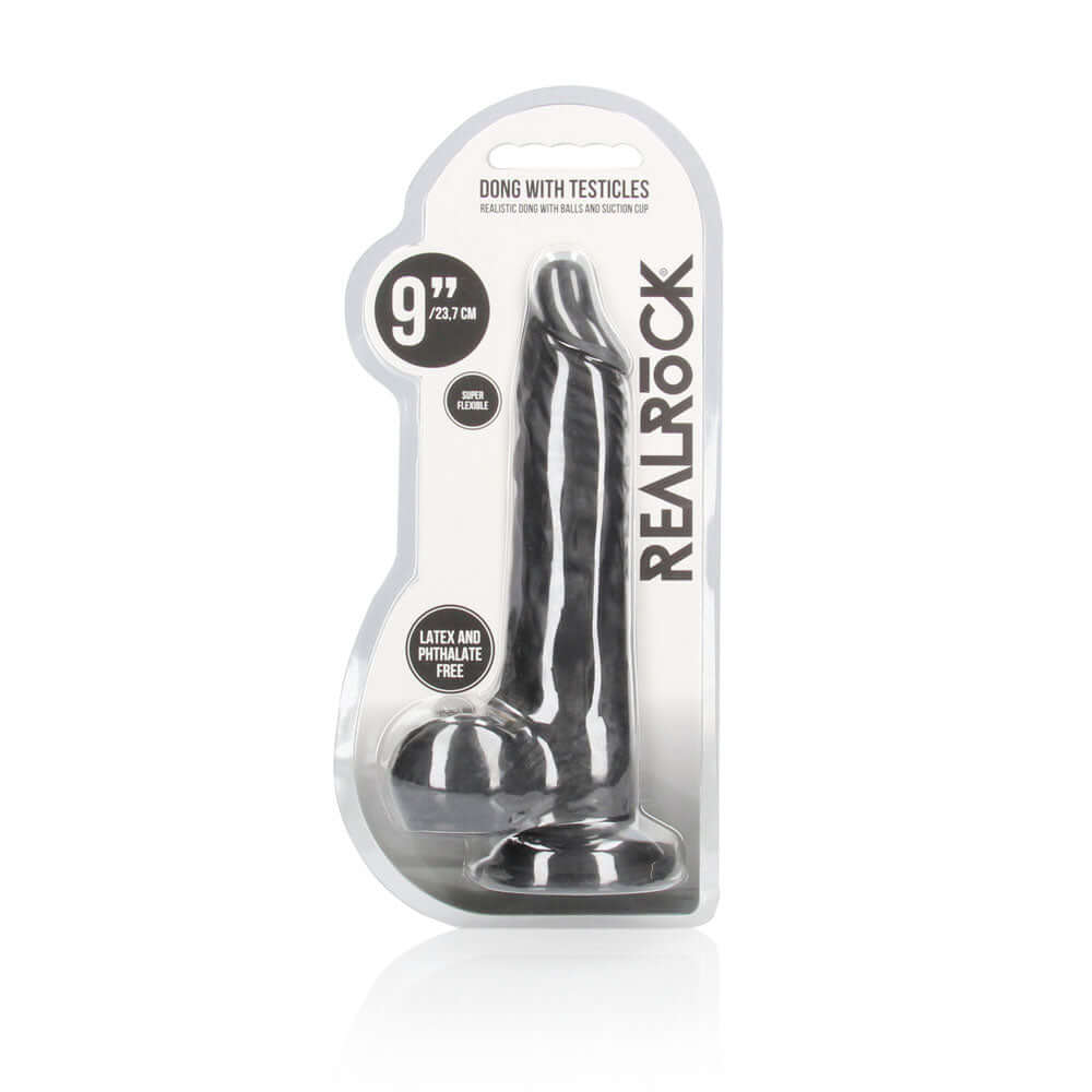 REALROCK 9'' Realistic Dong with Balls - Black - Black 22.9 cm Dong