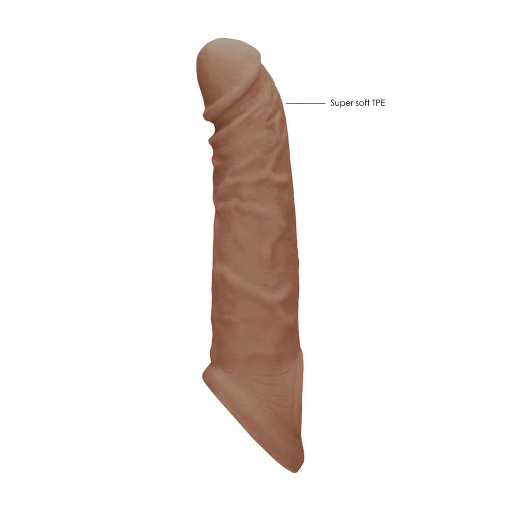 REALROCK 8'' Realistic Penis Extender with Rings - Tan - Tan 20.3 cm Penis Extension Sleeve