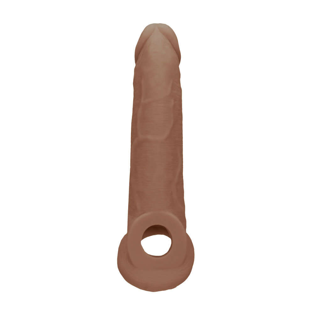 REALROCK 9'' Realistic Penis Extender with Rings - Tan - Tan 22.9 cm Penis Extension Sleeve