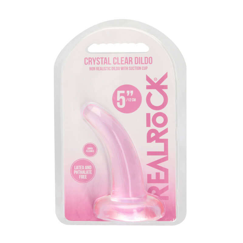 REALROCK Non Realistic Dildo With Suction Cup - 11.5 cm - Pink 11.5 cm Curved Pegging Dong
