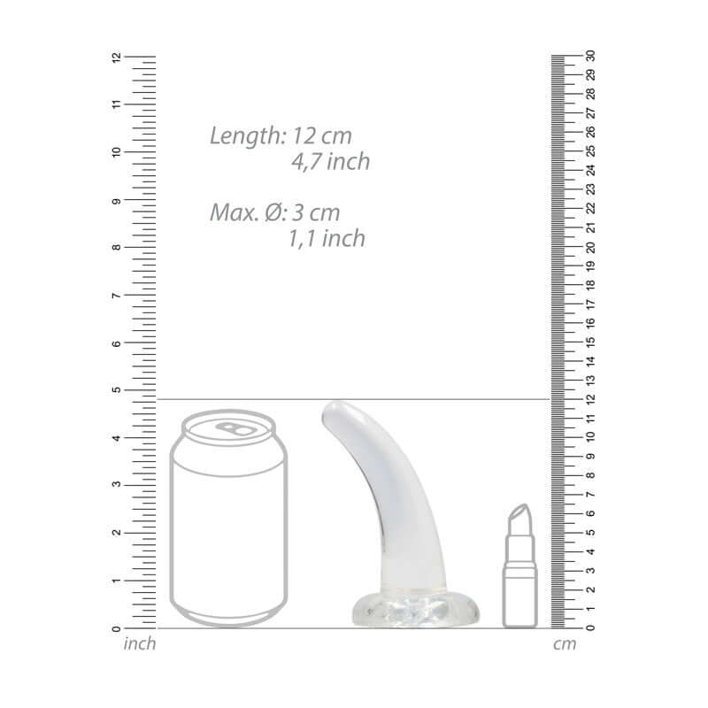 REALROCK Non Realistic Dildo With Suction Cup - 11.5 cm - Clear 11.5 cm Curved Pegging Dong