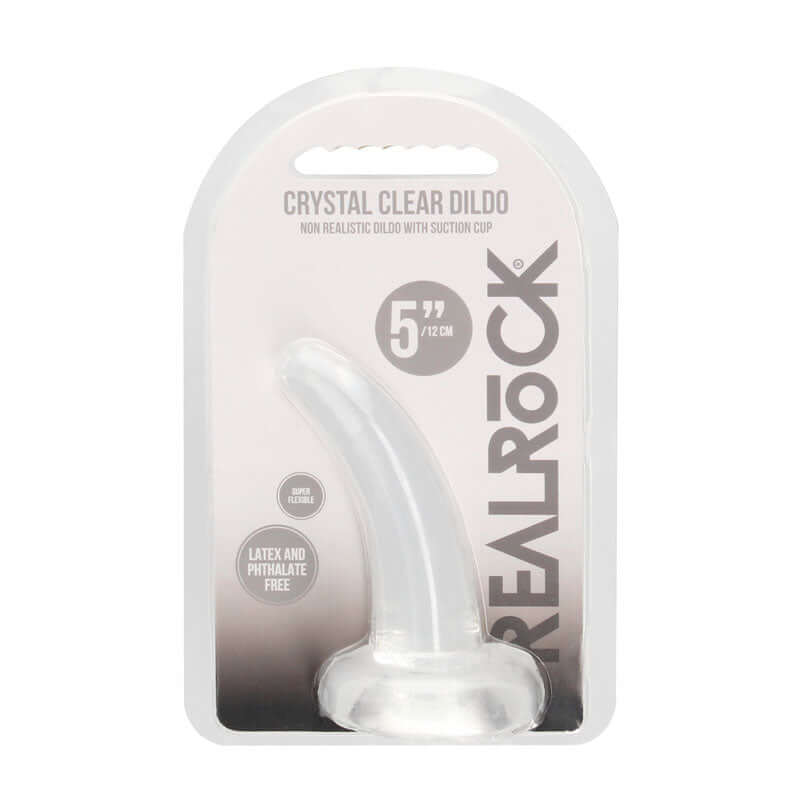 REALROCK Non Realistic Dildo With Suction Cup - 11.5 cm - Clear 11.5 cm Curved Pegging Dong