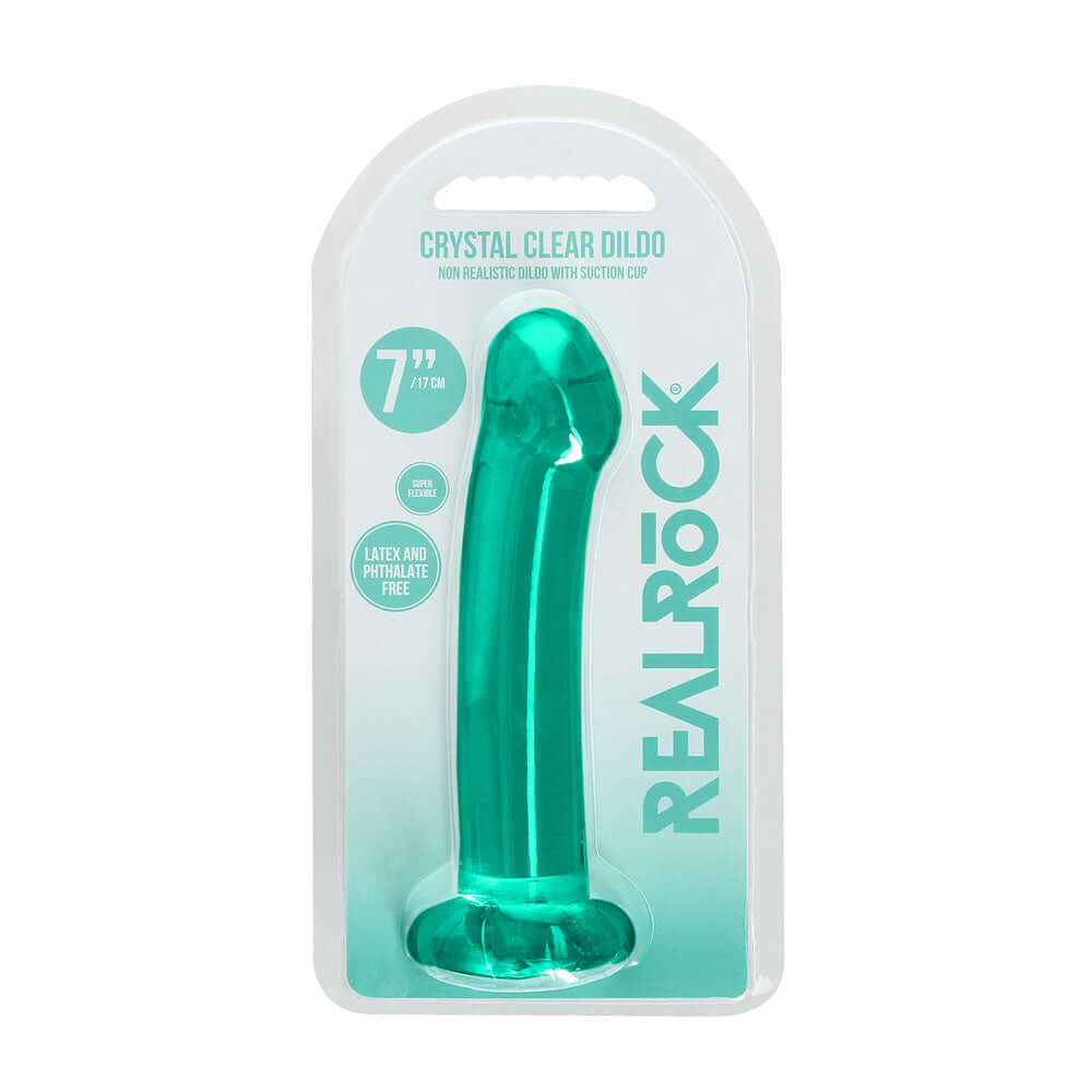 REALROCK Non Realistic Dildo With Suction Cup - 17 cm - Turquoise - Turquoise 17 cm Dong