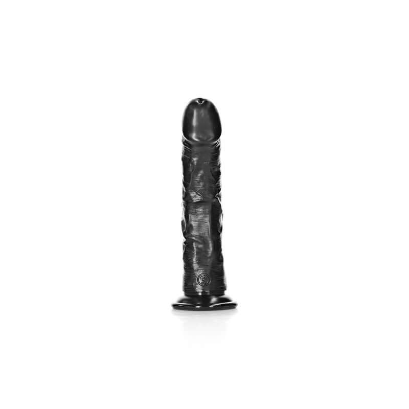REALROCK Realistic Regular Curved Dildo with Suction Cup - 18 cm - Black 18 cm (7'') Dong