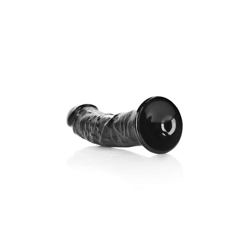 REALROCK Realistic Regular Curved Dildo with Suction Cup - 18 cm - Black 18 cm (7'') Dong