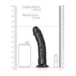 REALROCK Realistic Regular Curved Dildo with Suction Cup - 18 cm - Black 18 cm (7'') Dong
