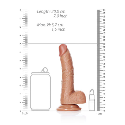 REALROCK Realistic Regular Curved Dong with Balls - 18 cm Tan