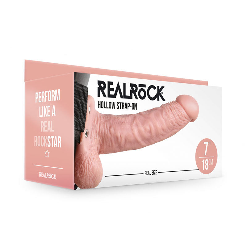 REALROCK Hollow Strap-On with Balls Flesh 18 cm