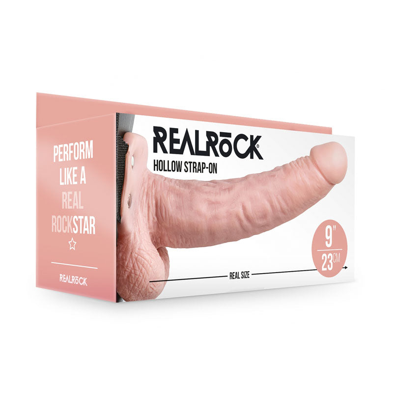 REALROCK Hollow Strapon with Balls Flesh 23 cm